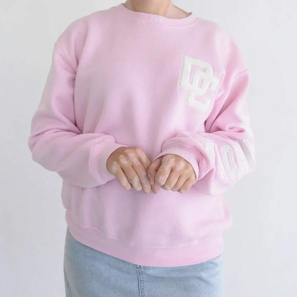 Vintage Pink w Embroidered Washington DS Patriotic Crewneck  Sweater M - Picture 2 of 11